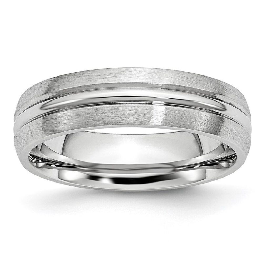Chisel Cobalt Satin & Polished Grooved 6mm Band - image 1